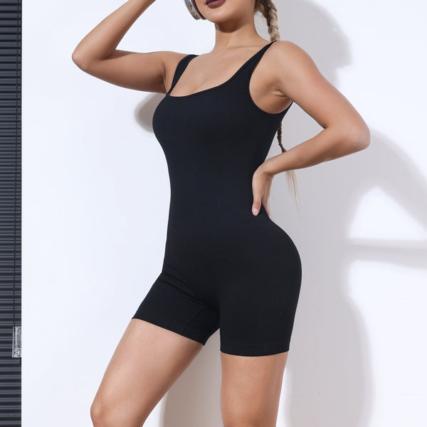 Square Neck Sleeveless Short Pants Jumpsuit