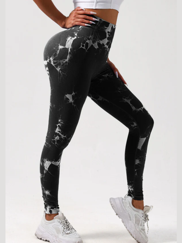 Leggings sin costuras con control de barriga suave y talle alto estampados de moda 